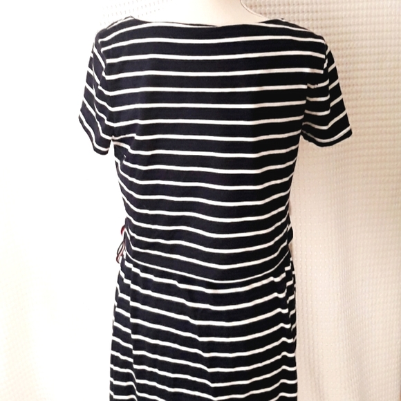 Y2K Tommy Hilfiger Navy Stripe Short Sleeve T-Shirt Dress Size Small - Picture 5 of 13